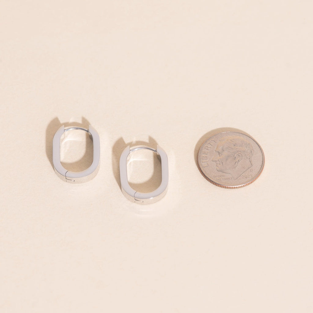 Titanium Smooth Oblong Huggie Hoop Earrings